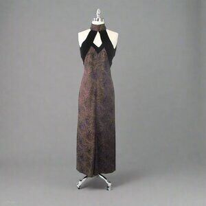 Vintage 90s Copper & Velvet Party Dress Gown
